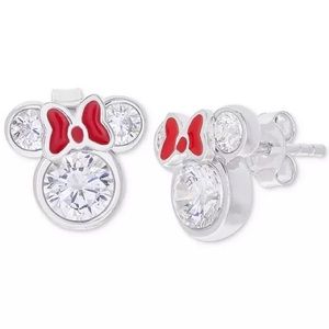 Disney Children's Cubic Zirconia & Enamel Minnie Mouse Stud Earrings